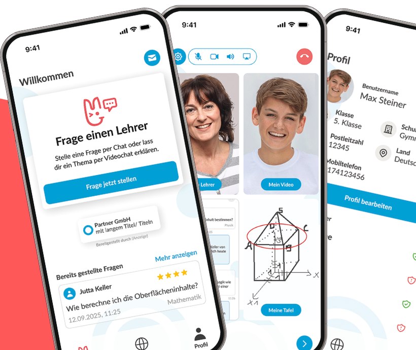 The ubiMaster app: ask a teacher, join a video session, and manage a profile