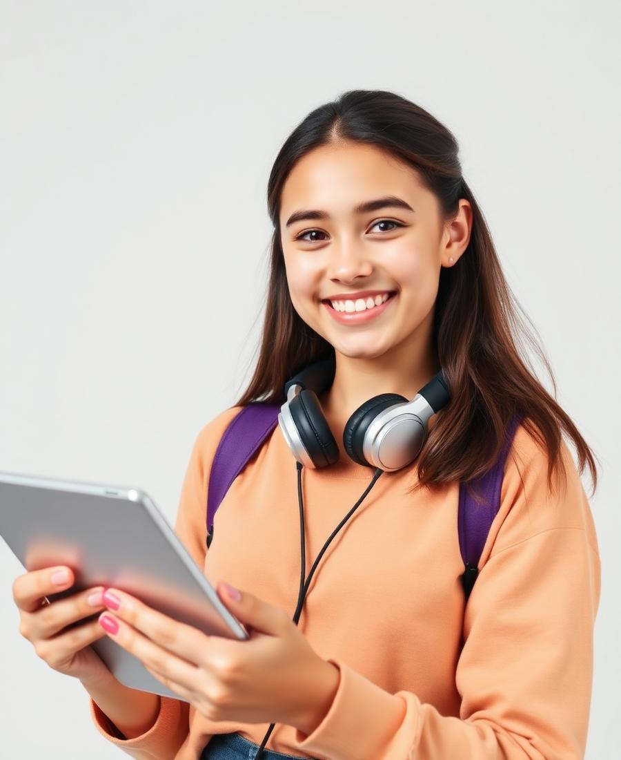 Student at a desk, phone in hand — asking a question